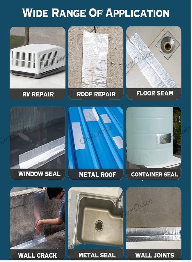 ClearChoice:- Leakage Repair Waterproof Tape For Pipe Leakage Roof Water Tape Aluminium Foil Waterproof Adhesive Tape(Silver)(1 Pis) - Image 3
